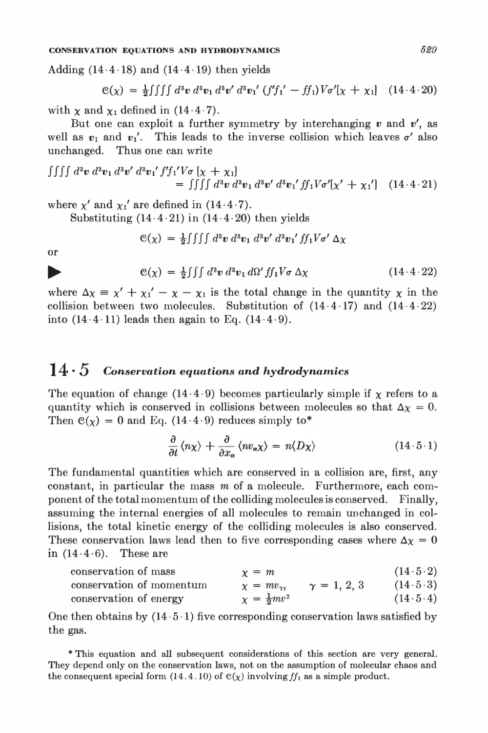 14.5 Conservation equations and hydrodynamics