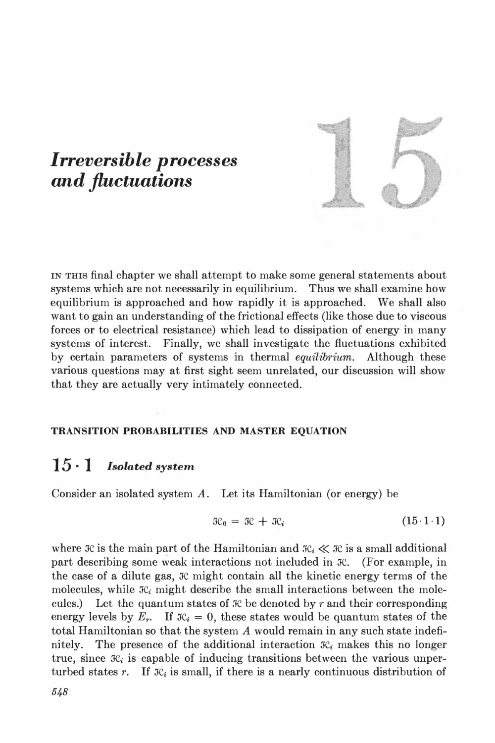 Chapter 15: Irreversible Processes and Fluctuations