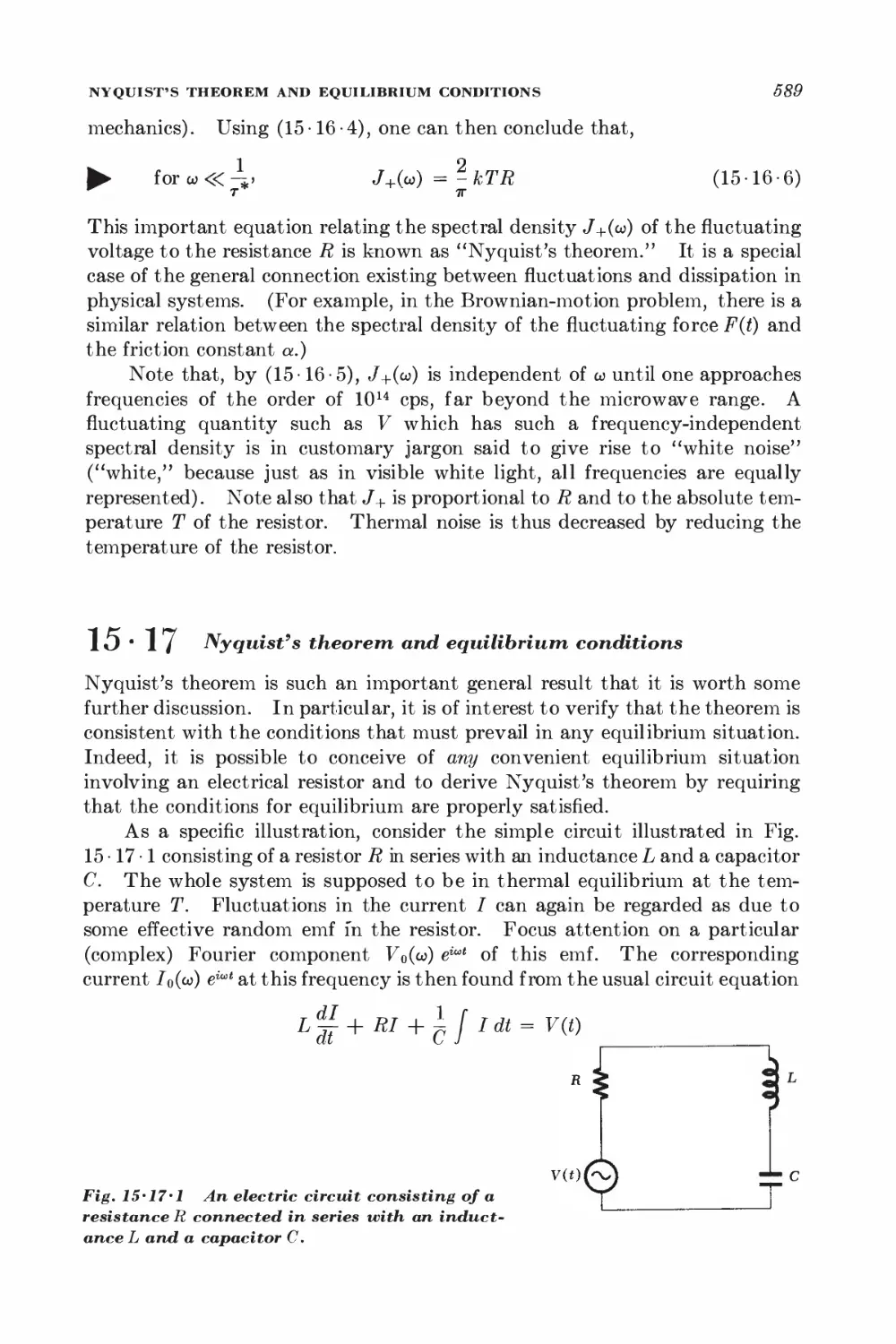 15.17 Nyquist's theorem and equilibrium conditions