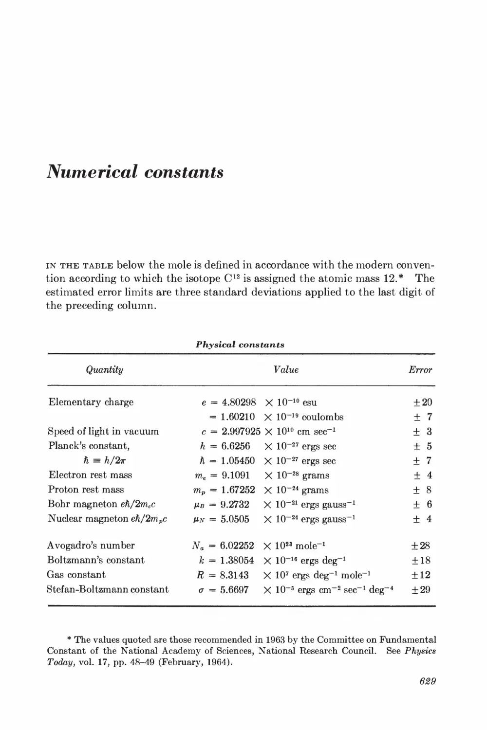 Numerical Constants