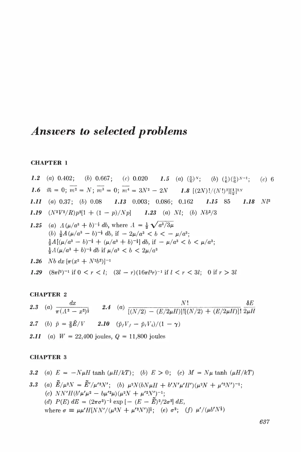 Answers to Selected Problems