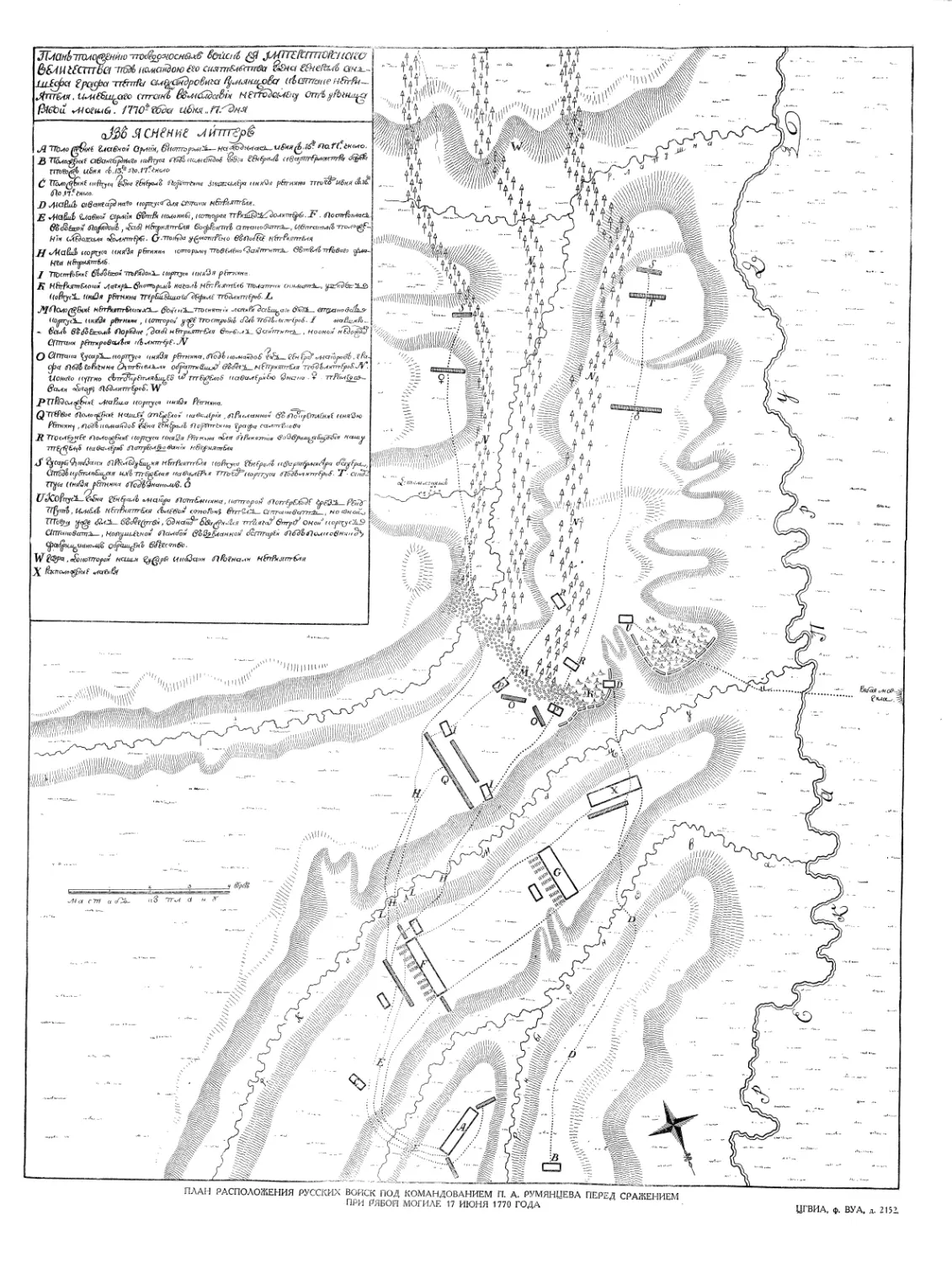 План расположения русских войск под командованием П. А. Румянцева перед сражением при Рябой Могиле 17 июня 1770 года