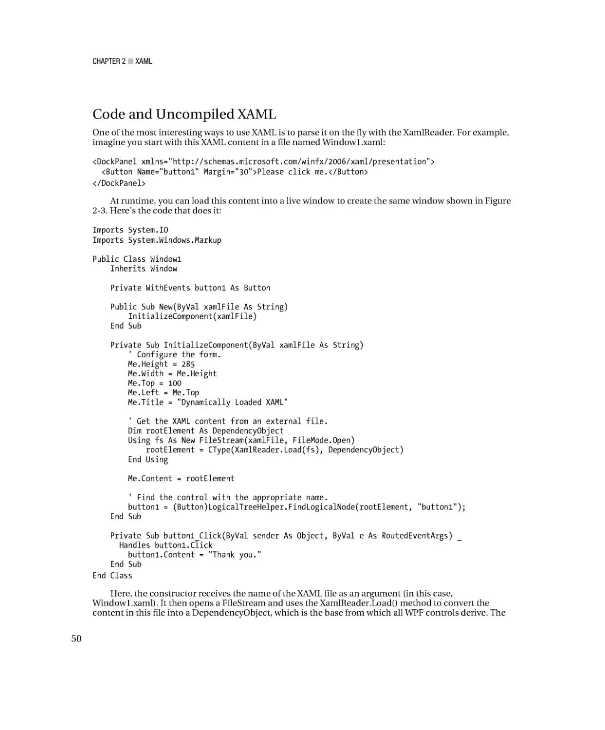 Code and Uncompiled XAML