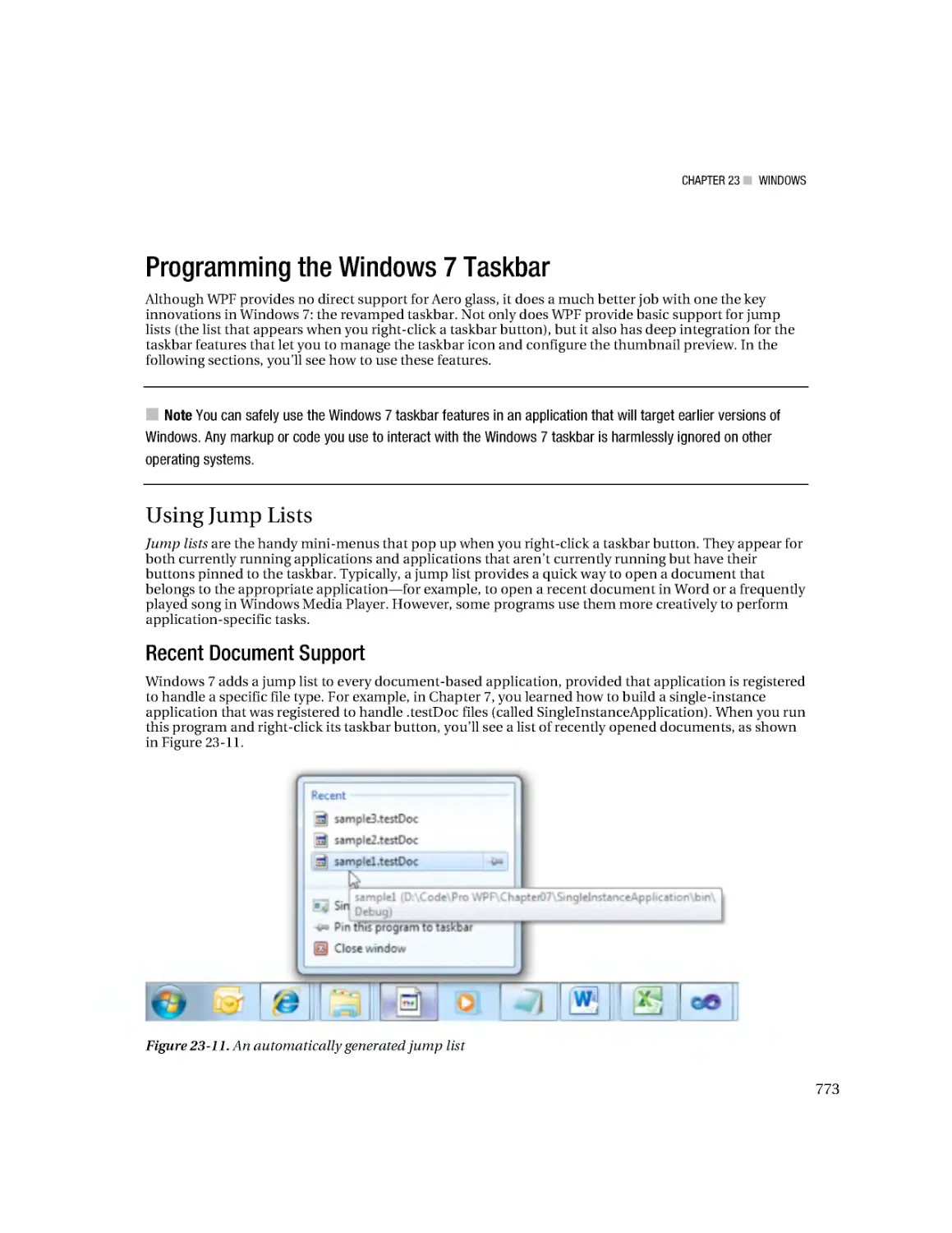 Programming the Windows 7 Taskbar
Recent Document Support