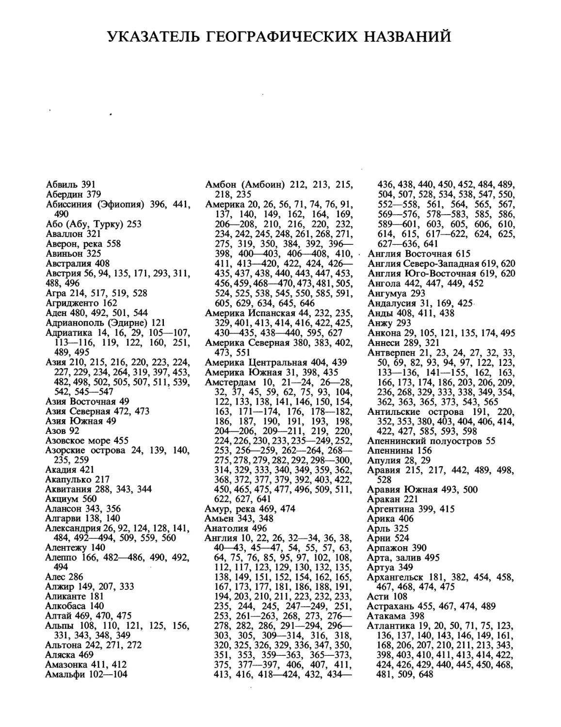 Указатель географических названий