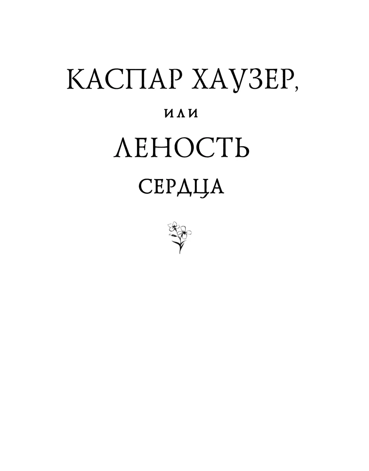 КАСПАР ХАУЗЕР, ИЛИ ЛЕНОСТЬ СЕРДЦА