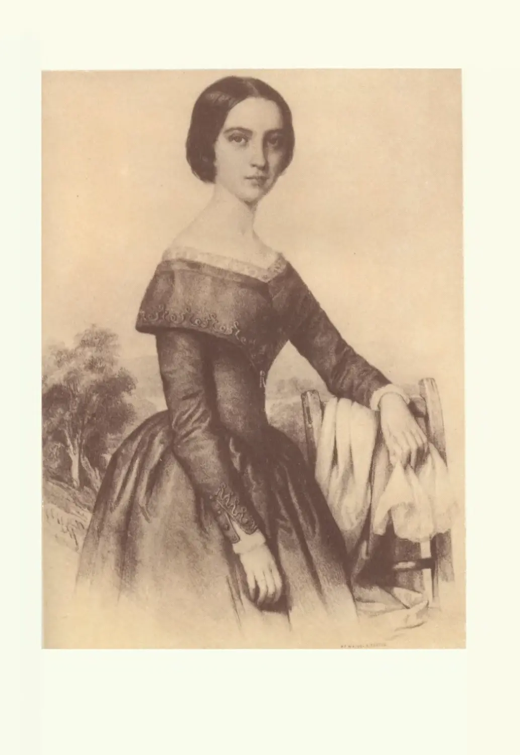 Юлия Сендреи, жена Шандора Петефи. Литография, худ. Миклош Барабаш, 1848 г.