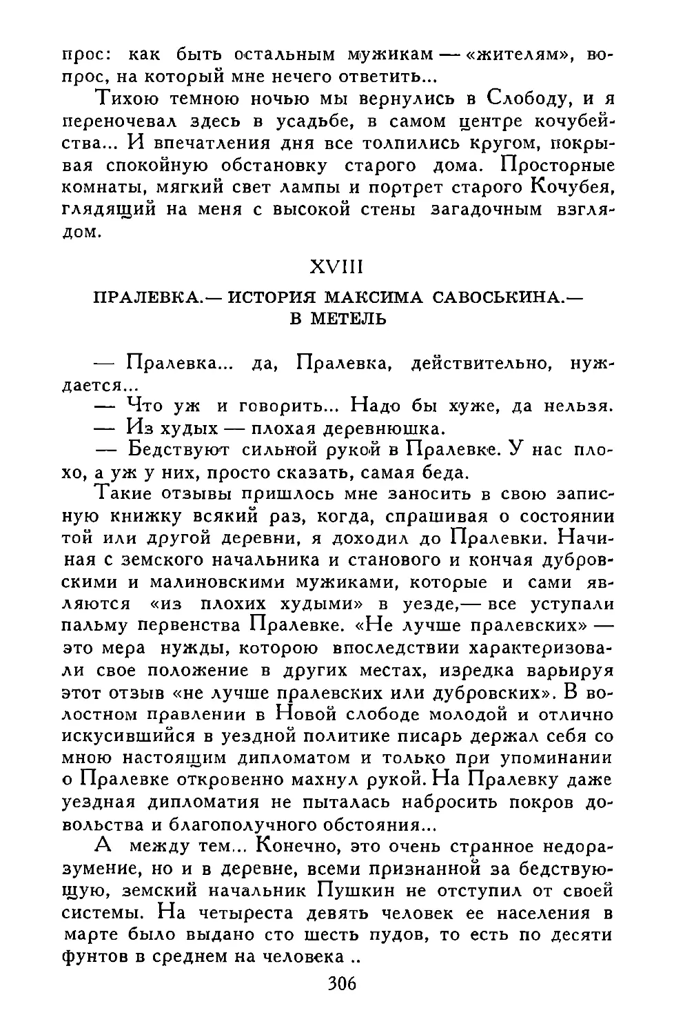 XVIII. ПРАЛЕВКА.—ИСТОРИЯ МАКСИМА САВОСЬКИНА.—В МЕТЕЛЬ