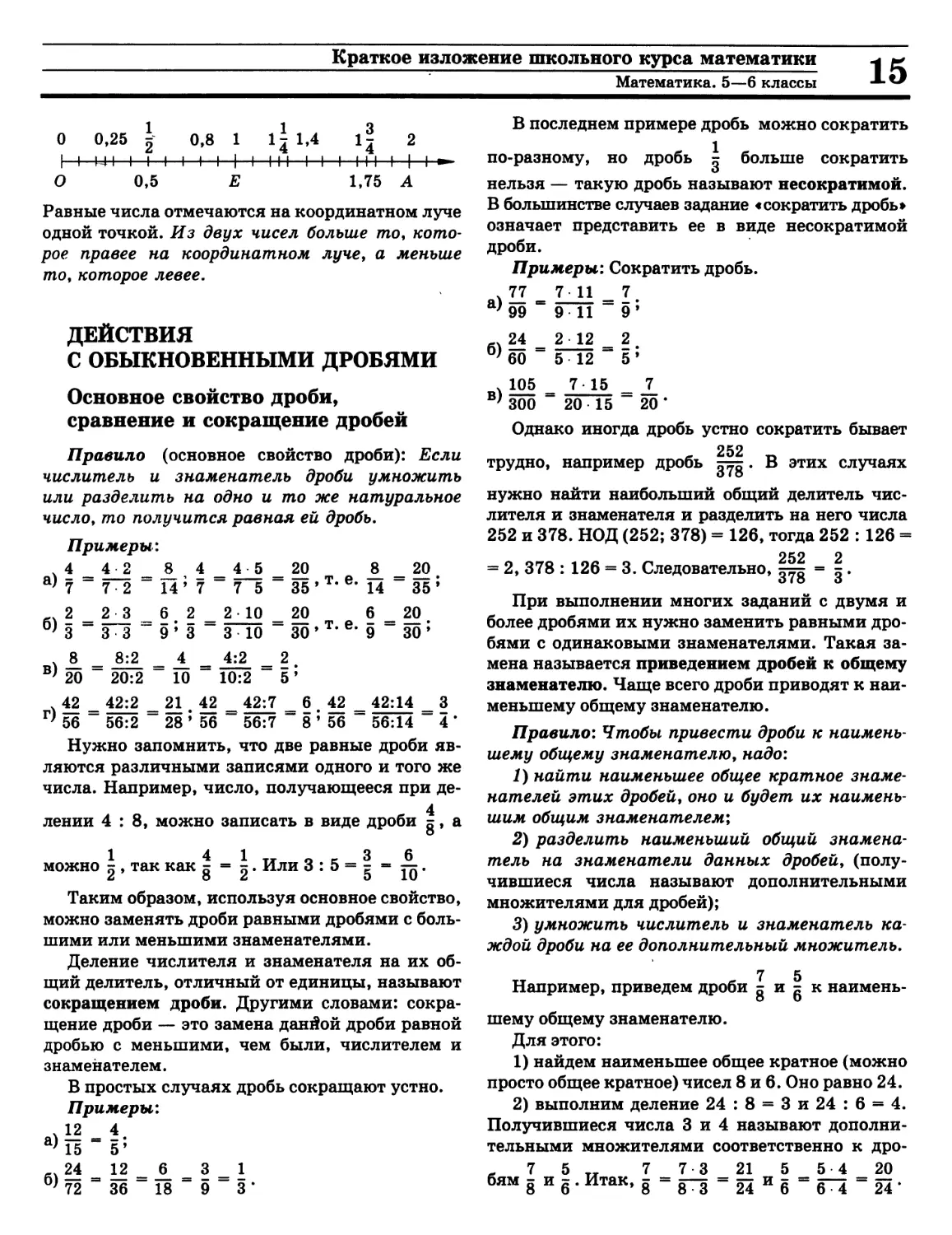 Основное свойство дроби
Сокращение дробей
Сравнение обыкновенных дробей