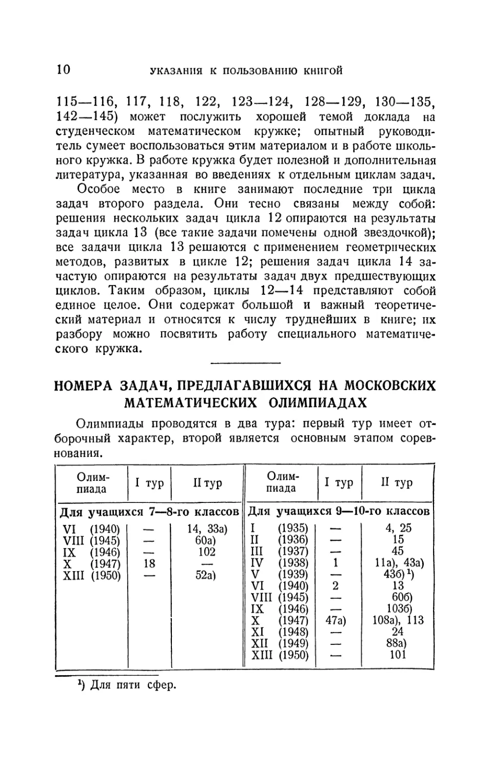 Номера задач, предлагавшихся на московских математических олимпиадах