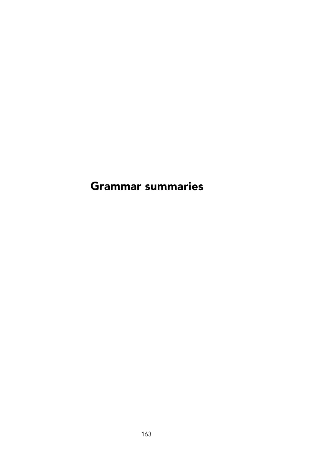 Grammar summaries
