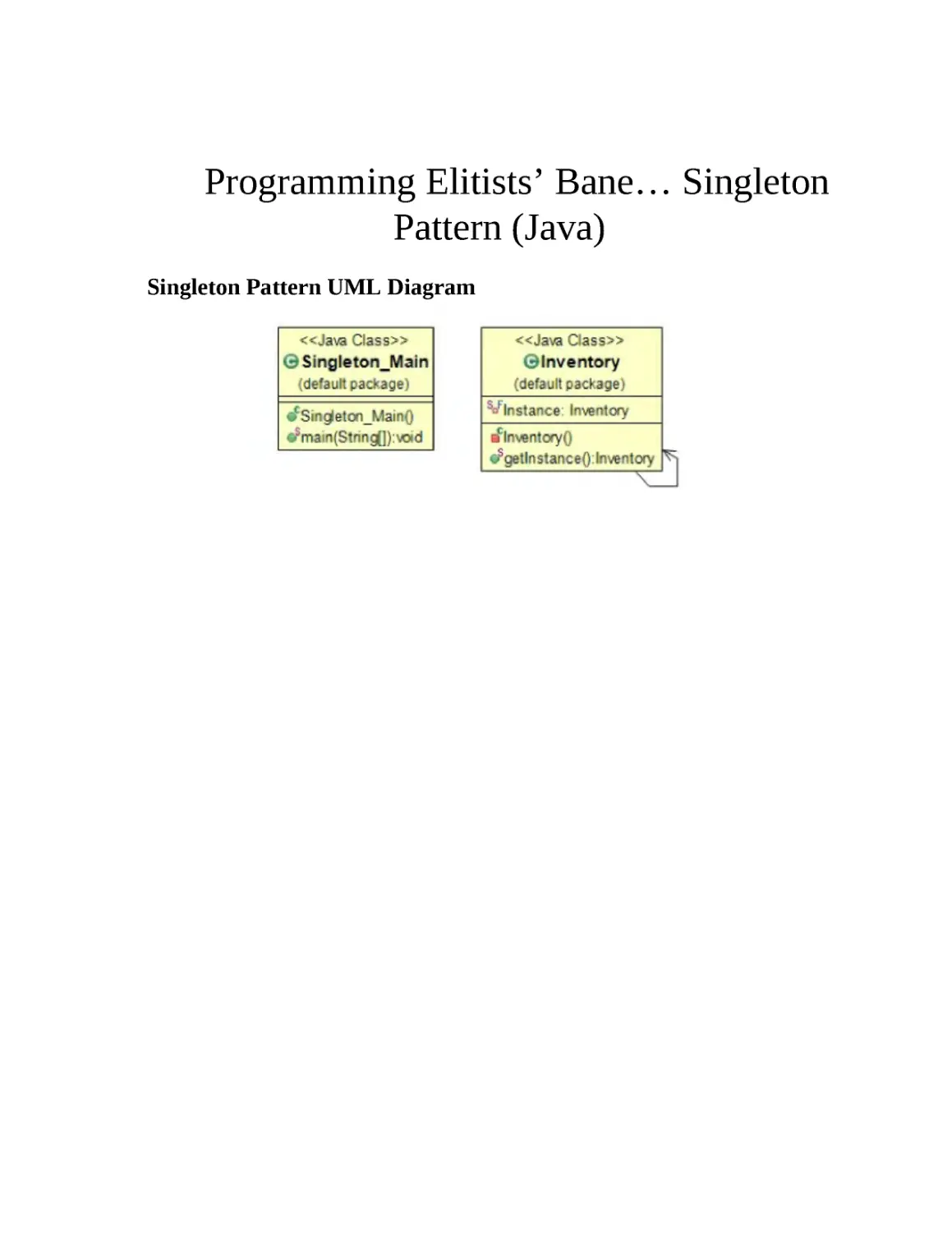 ﻿Programming Elitists’ Bane… Singleton Pattern øJava