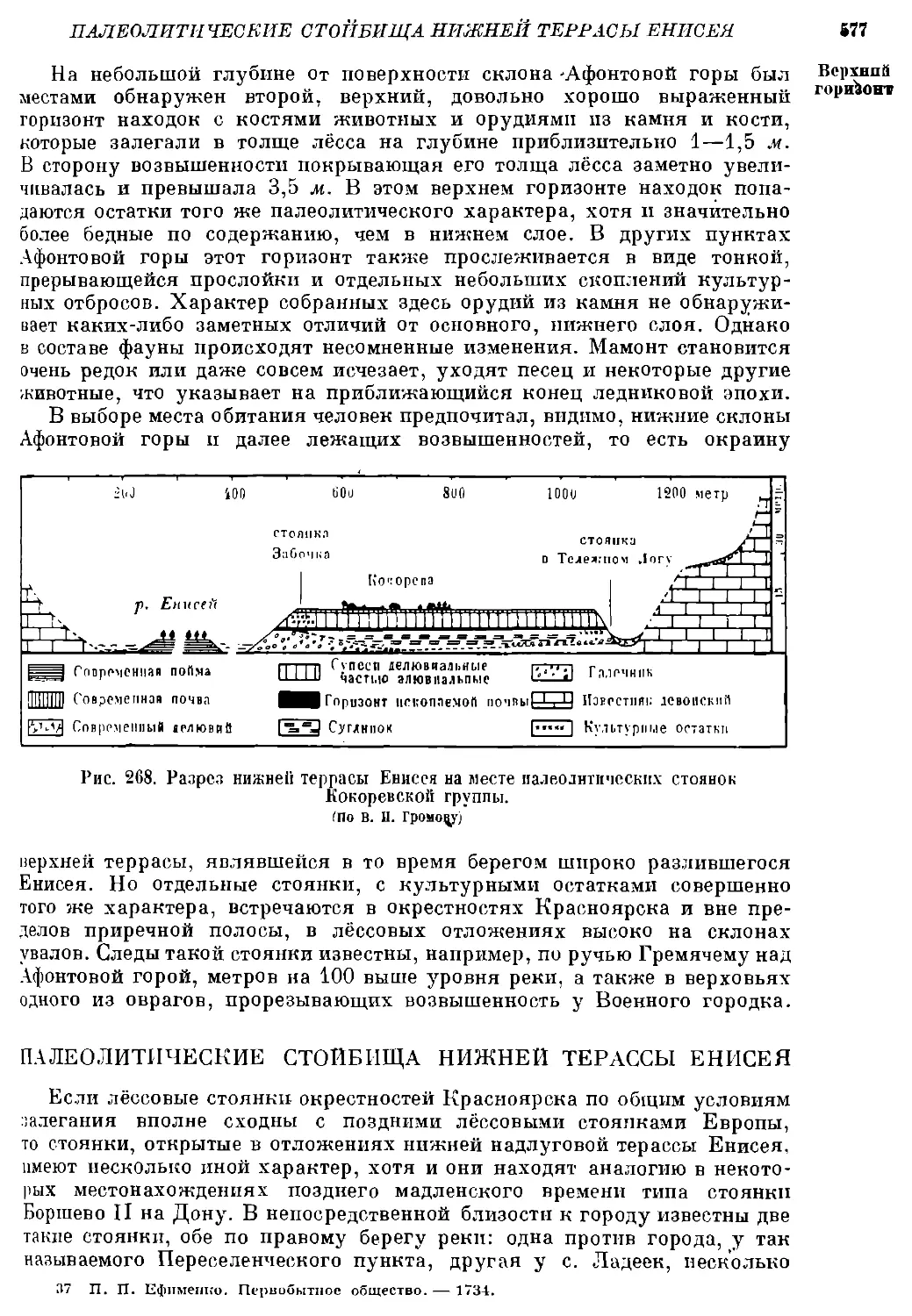 Палеолитические стойбища нижней террасы Енисея