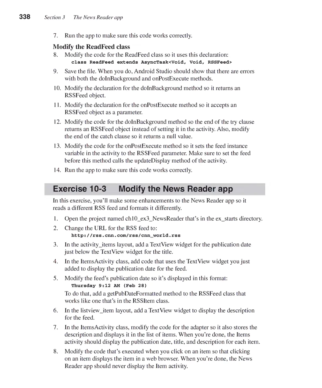 Exercise 10-3 - Modify the News Reader App