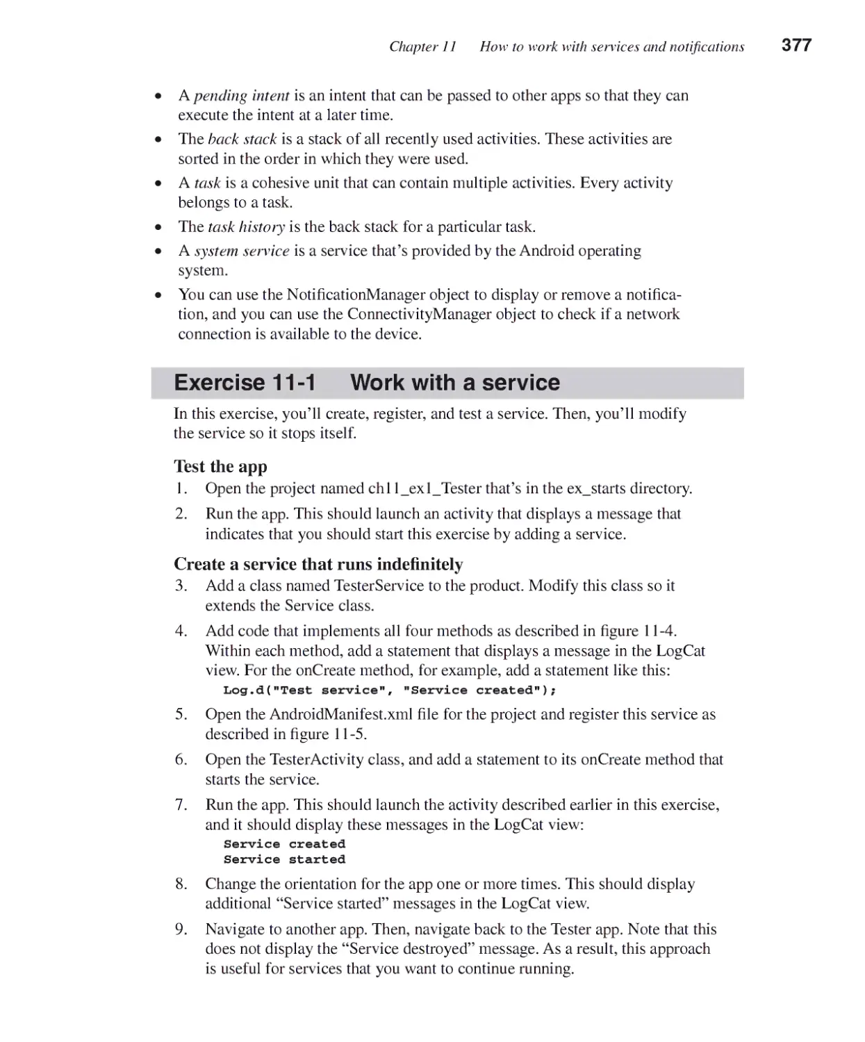 Exercise 11-1 - Work with a Service