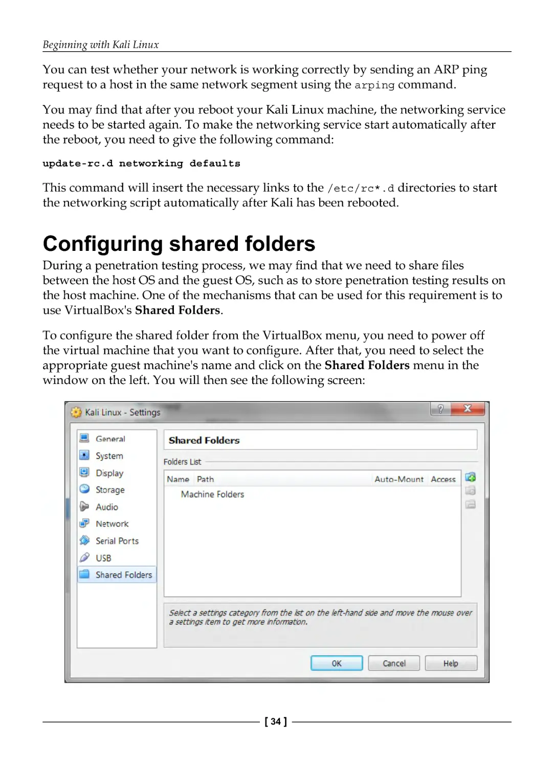 Configuring shared folders