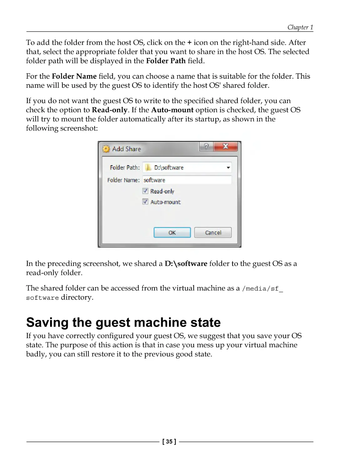 Saving the guest machine state