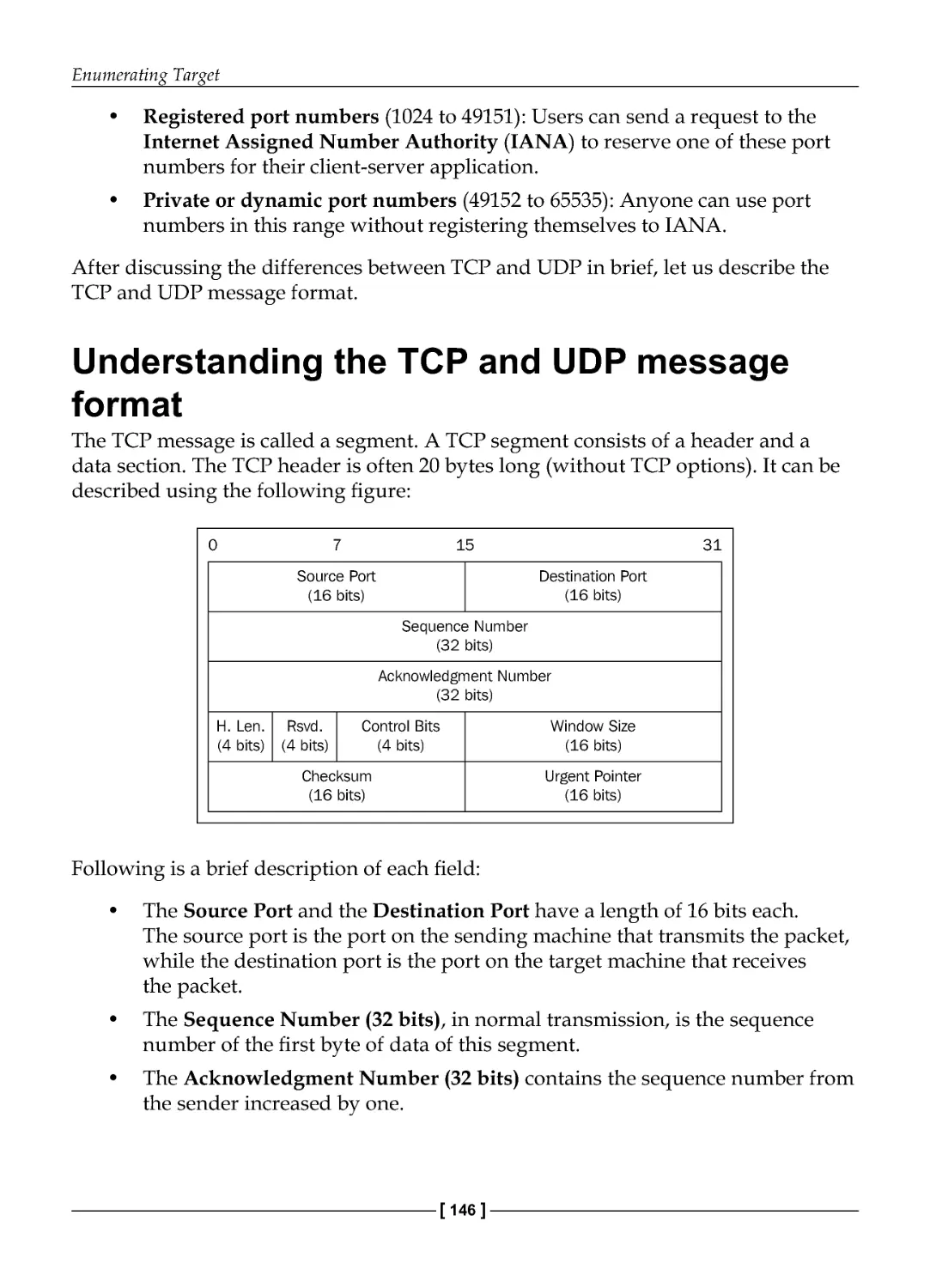 Understanding the TCP and UDP message format
