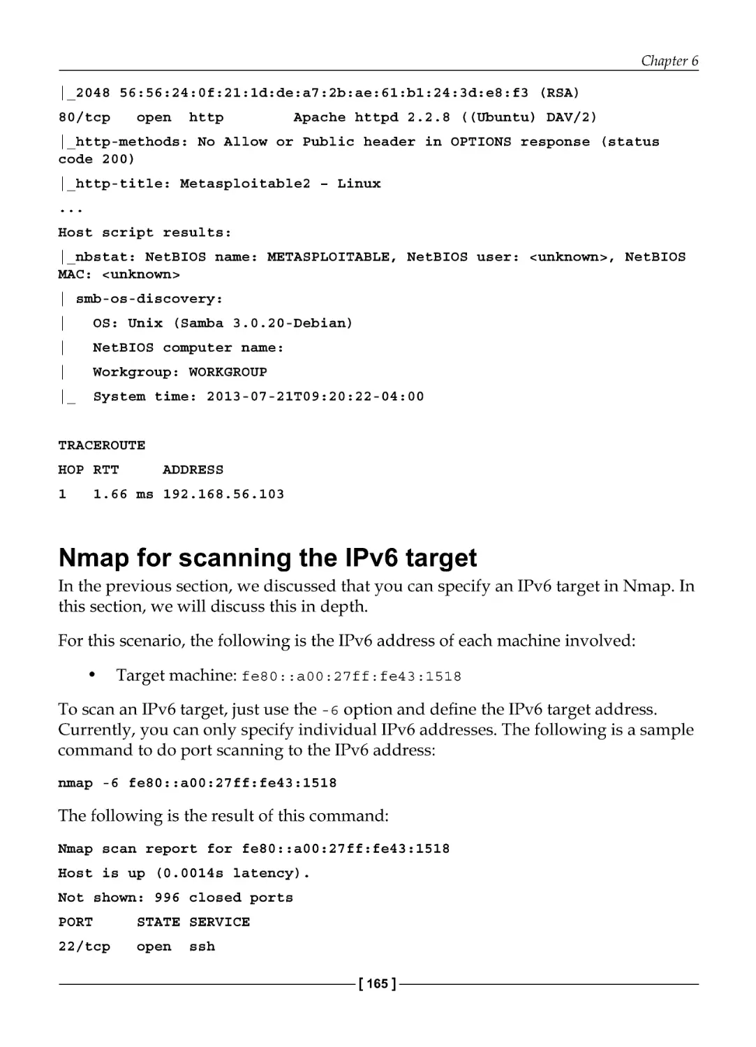 Nmap for scanning the IPv6 target