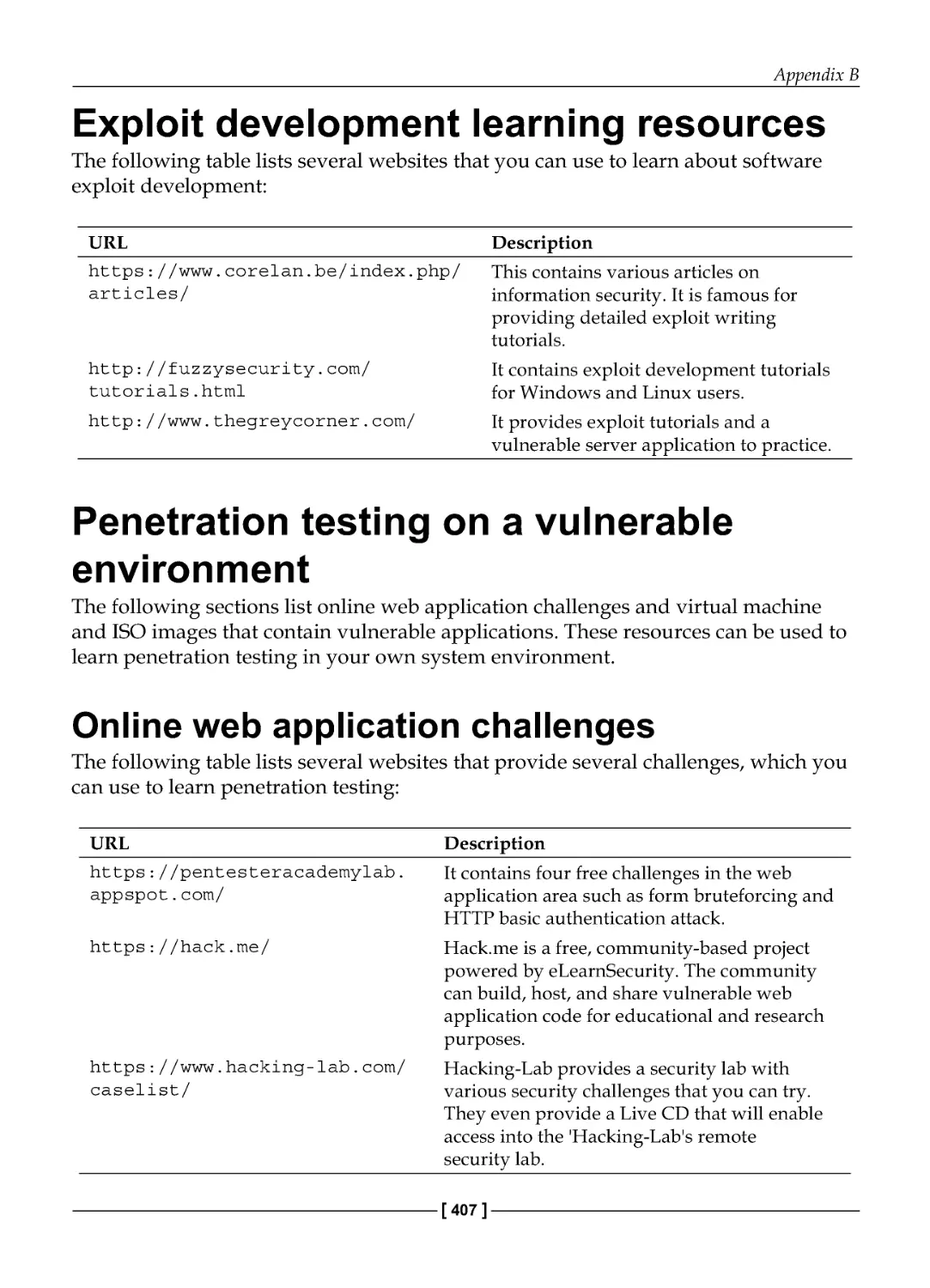 Exploit development learning resources
Penetration testing on a vulnerable environment