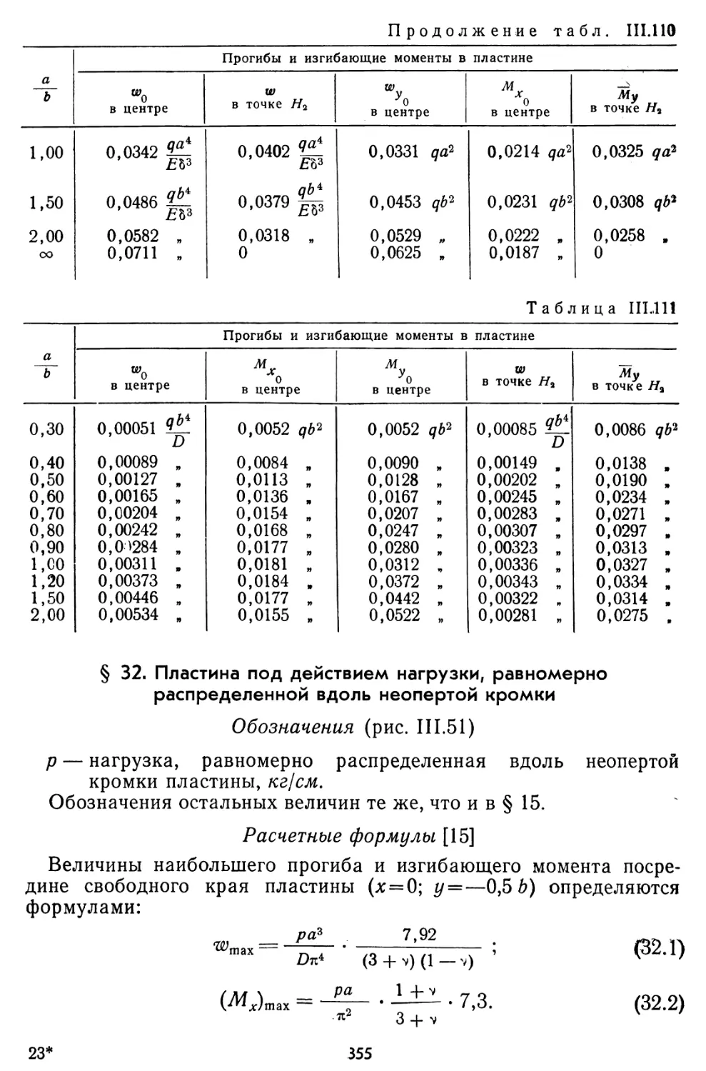 § 32. Пластина под действием нагрузки, равномерно распределенной вдоль неопертой кромки