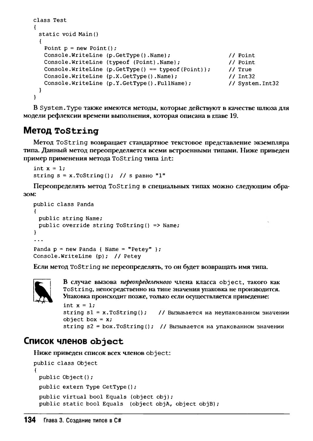 МетодToString
Список членов object