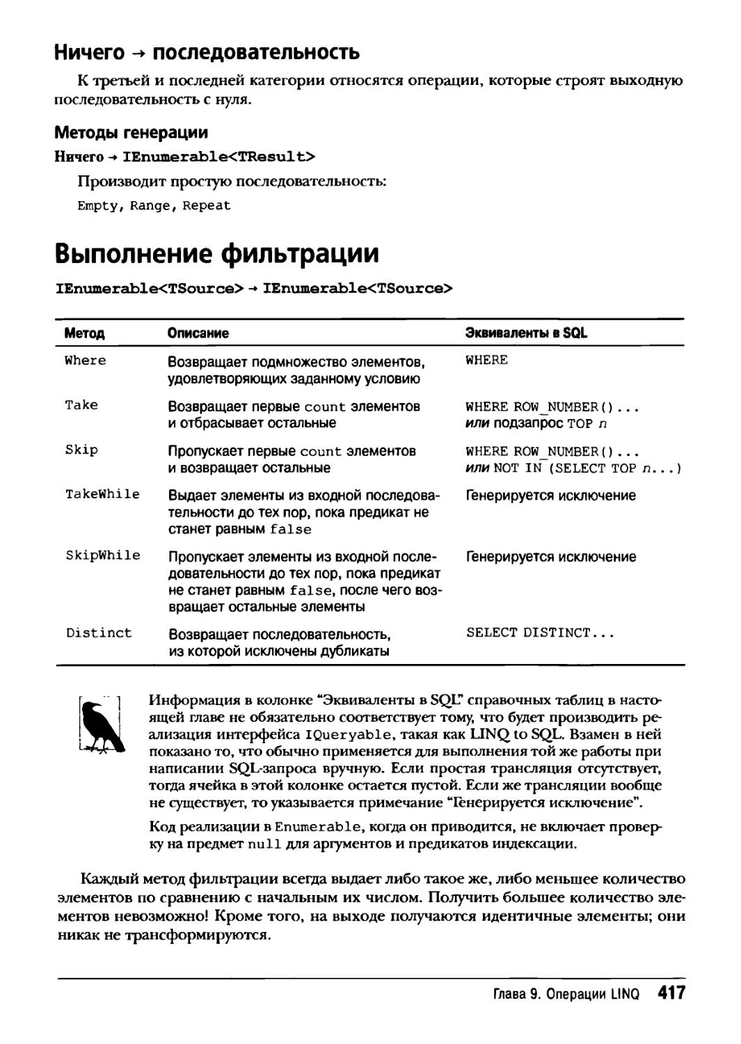 Ничего > последовательность
Выполнение фильтрации