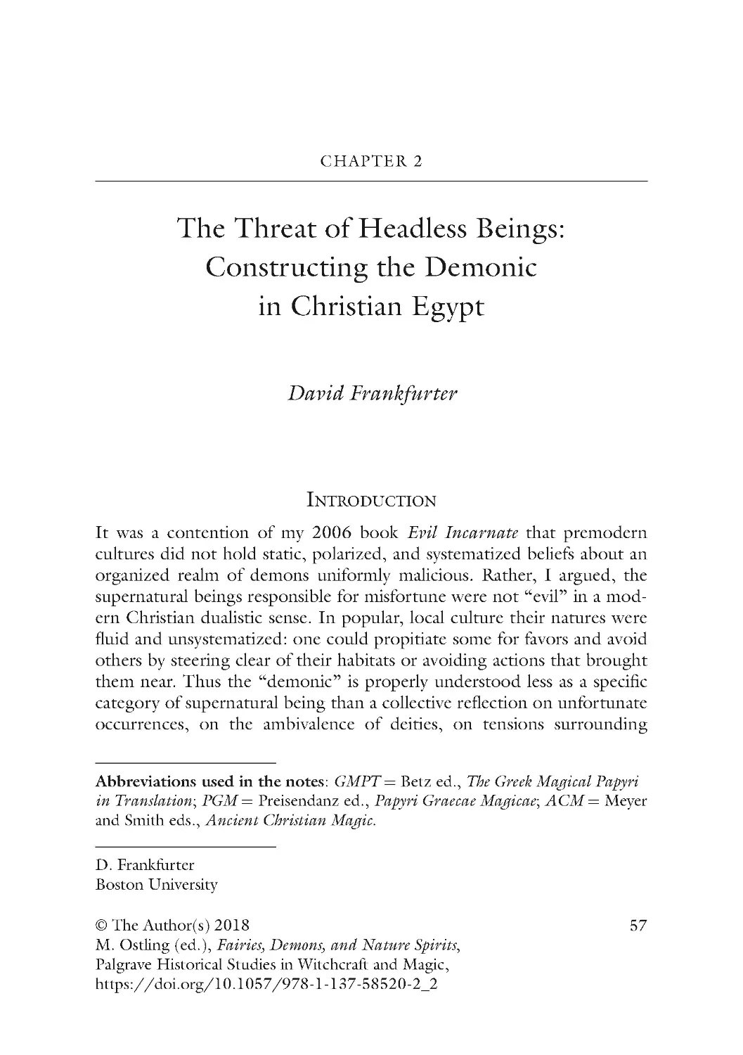 Chapter 2 The Threat of Headless Beings: Constructing the Demonic in Christian Egypt