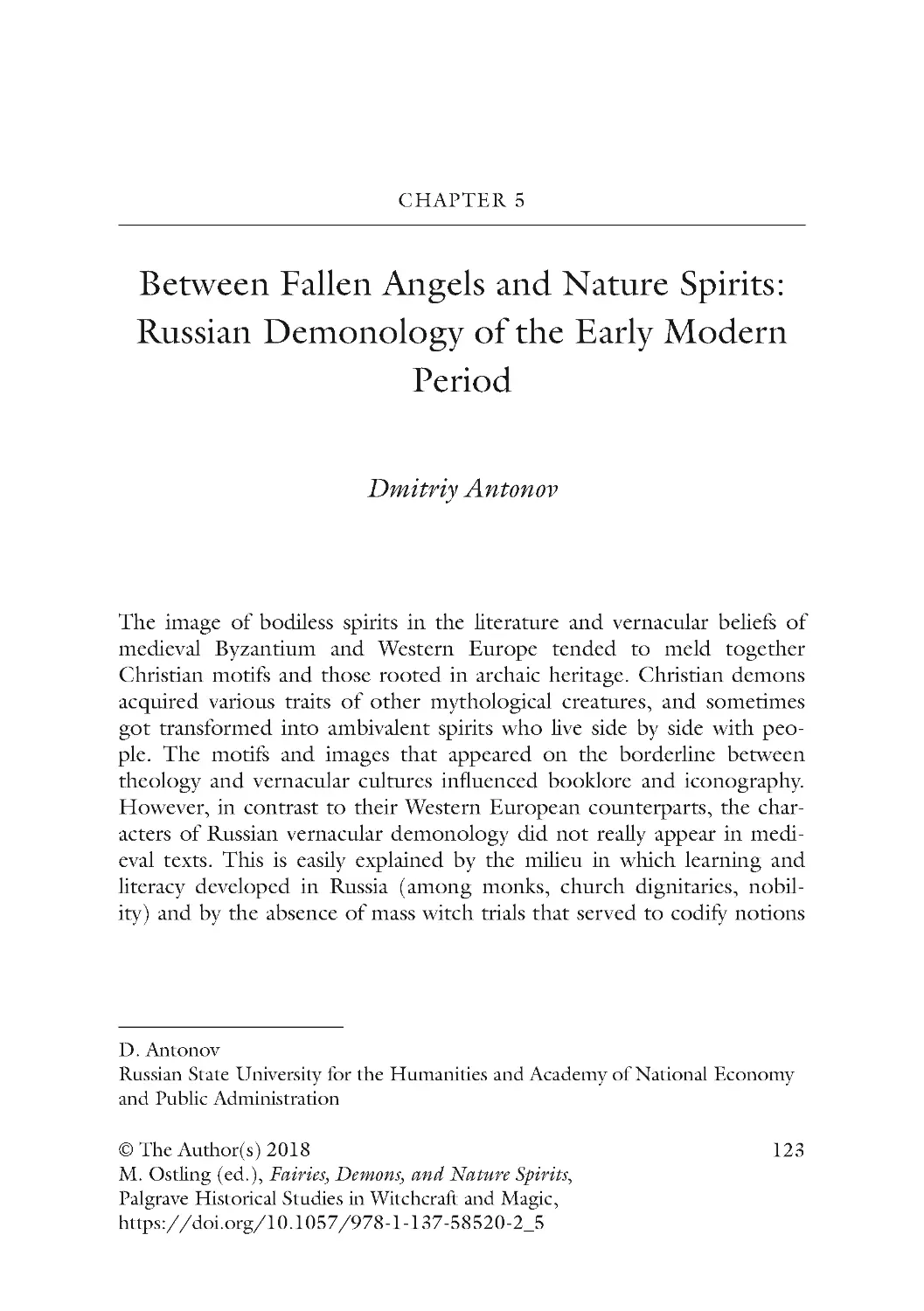 Chapter 5 Between Fallen Angels and Nature Spirits: Russian Demonology of the Early Modern Period