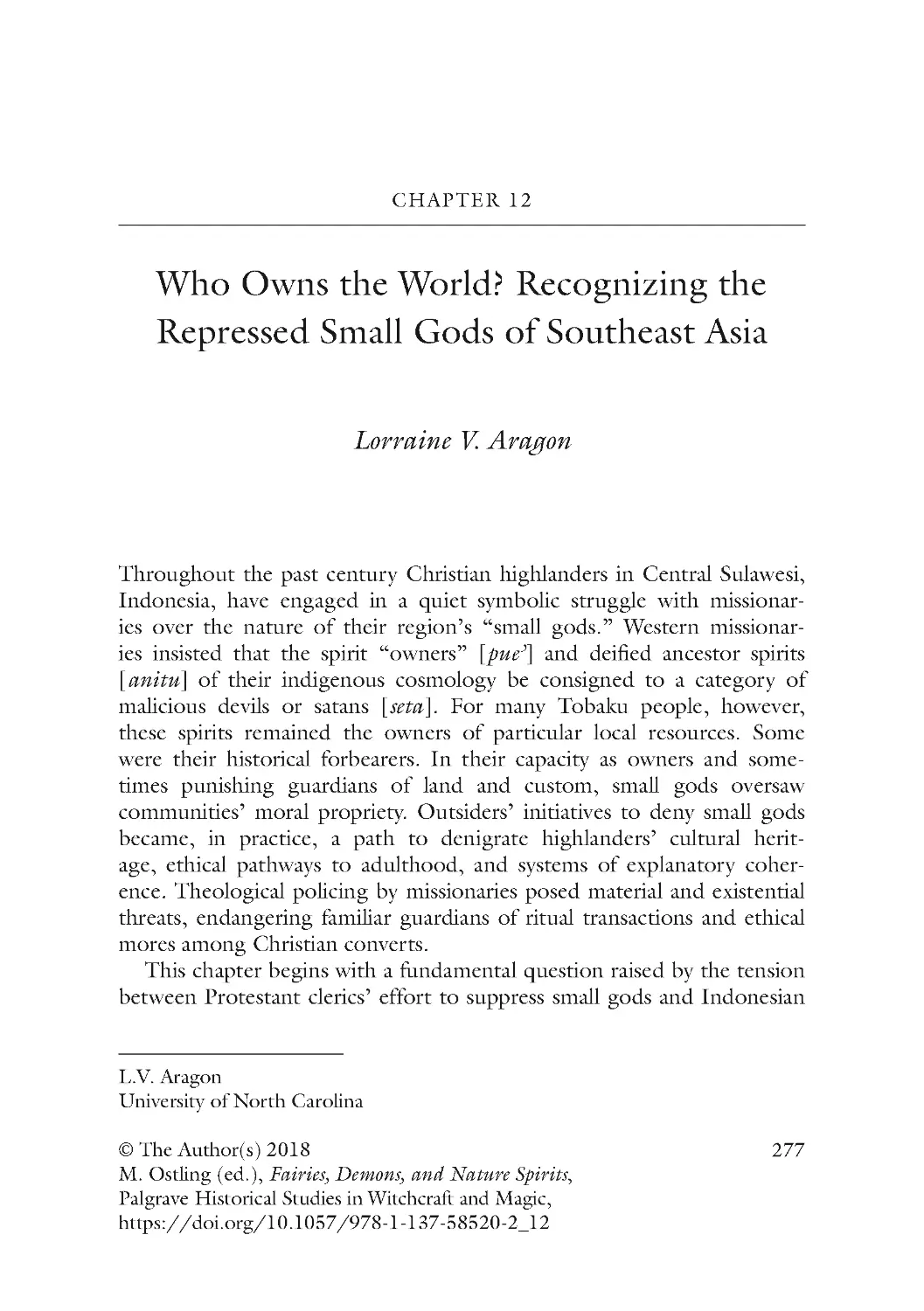 Chapter 12 Who Owns the World? Recognizing the Repressed Small Gods of Southeast Asia
