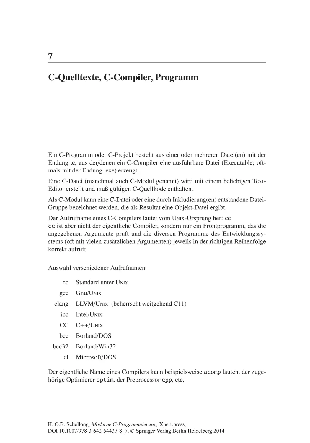 7 C-Quelltexte, C-Compiler, Programm