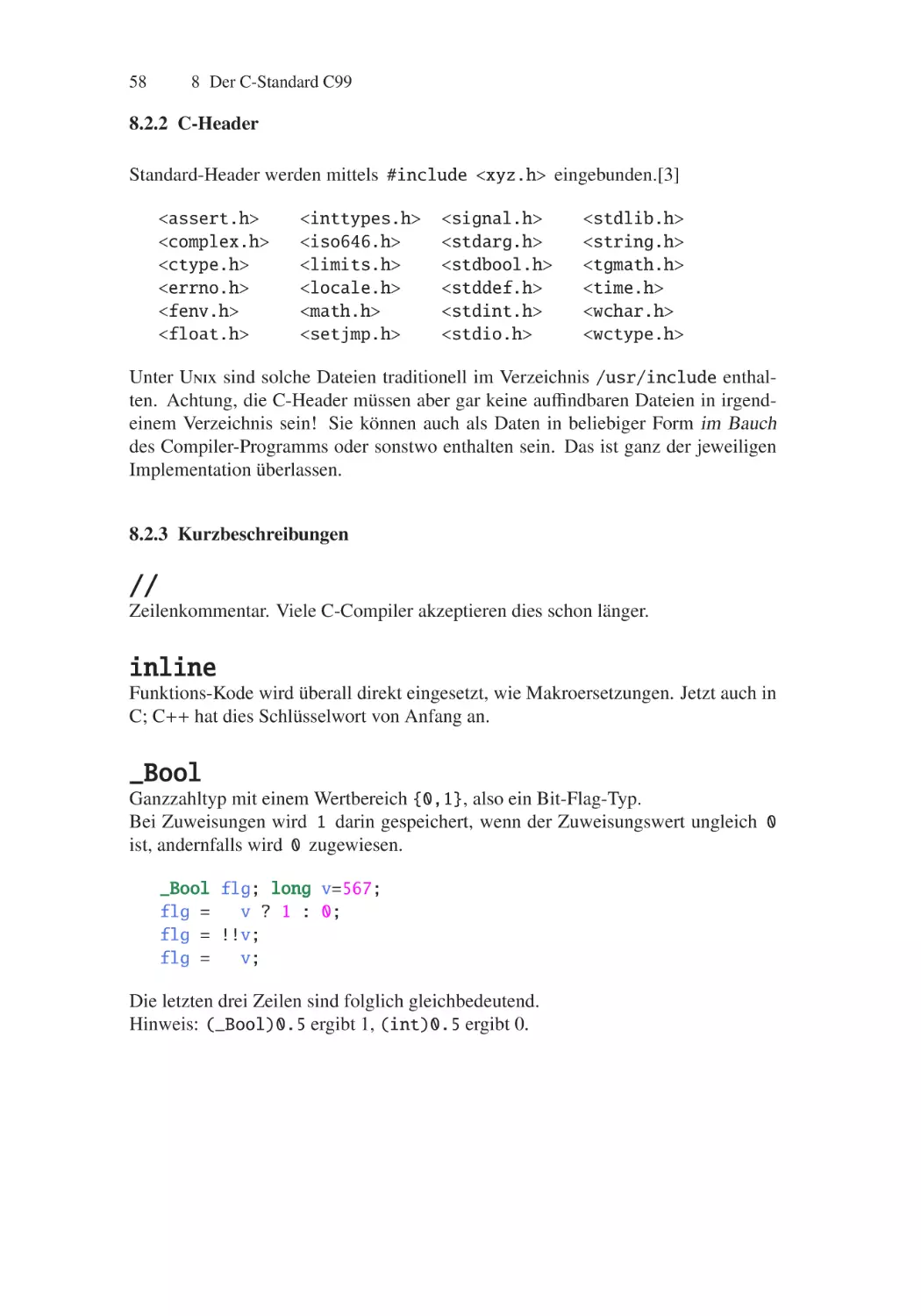 8.2.2 C-Header
8.2.3 Kurzbeschreibungen