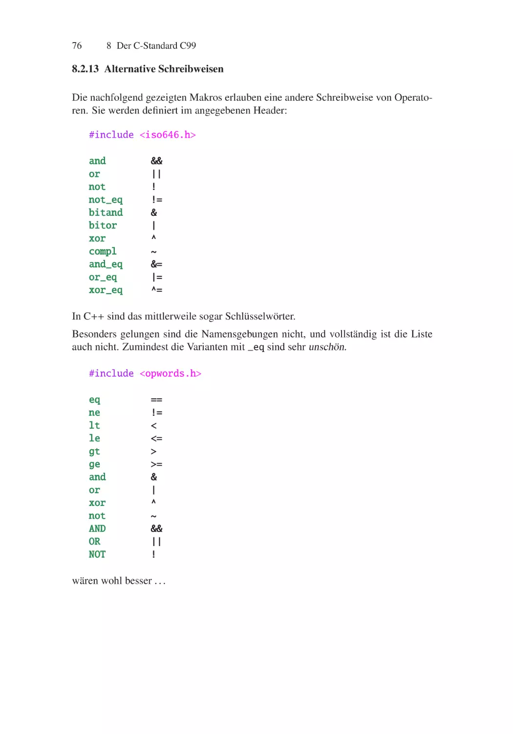 8.2.13 Alternative Schreibweisen