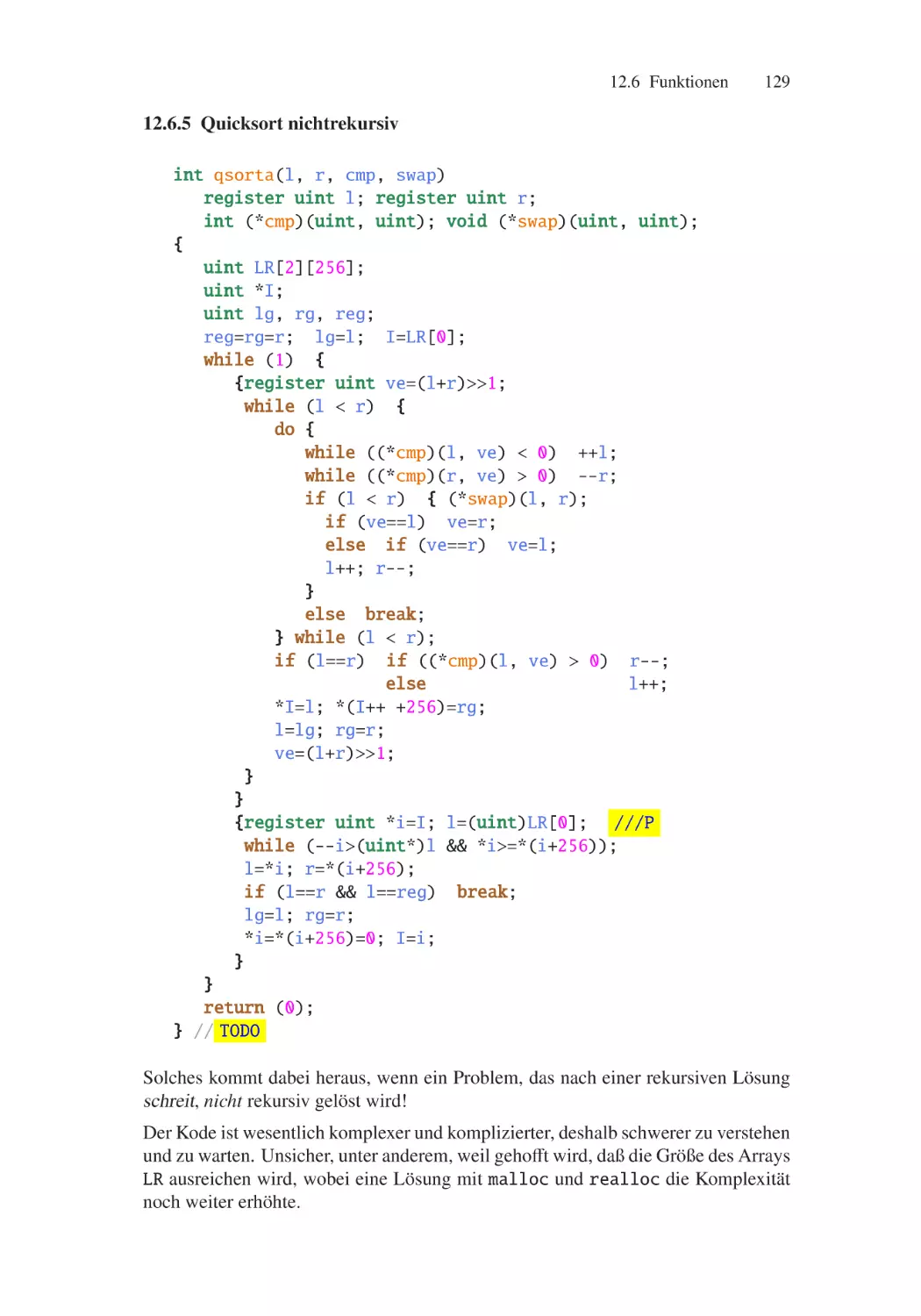 12.6.5 Quicksort nichtrekursiv