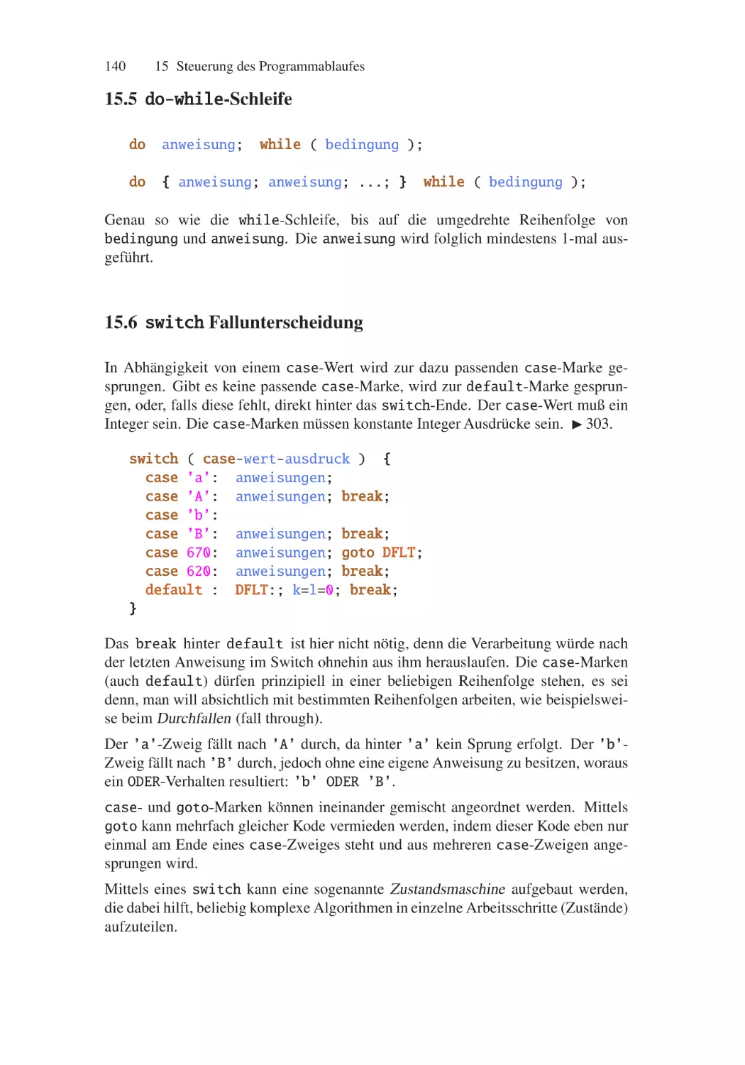 15.5 do-while-Schleife
15.6 switch Fallunterscheidung