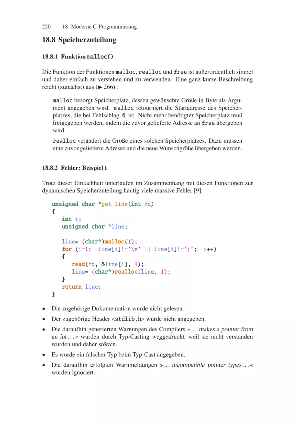 18.8 Speicherzuteilung
18.8.1 Funktion malloc()
18.8.2 Fehler