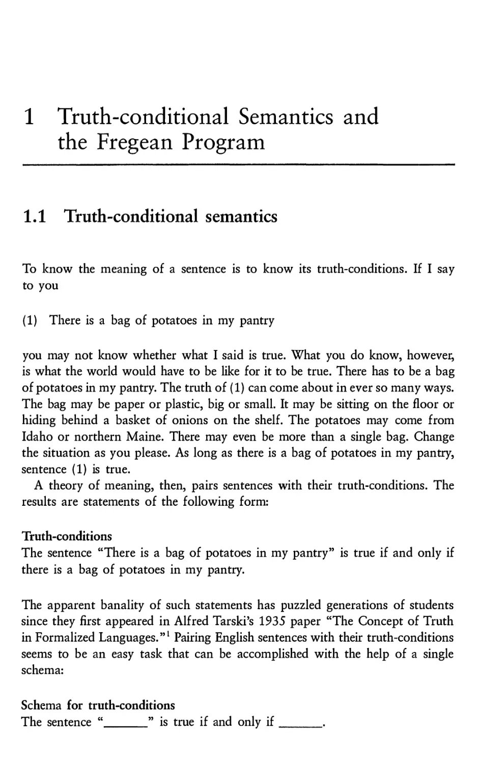 1 Truth-conditional Semantics and the Fregean Program