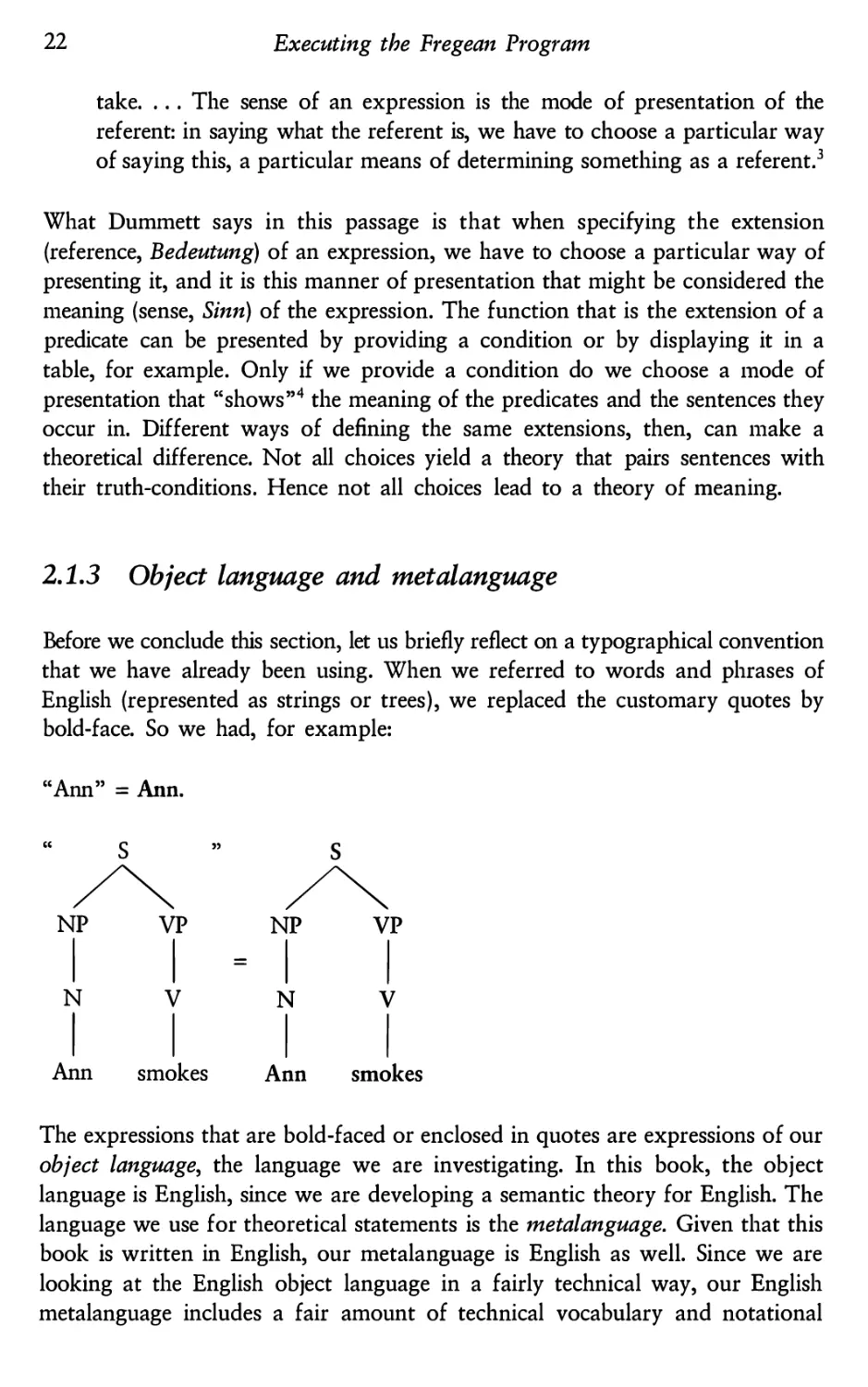 2.1.3 Object language and metalanguage