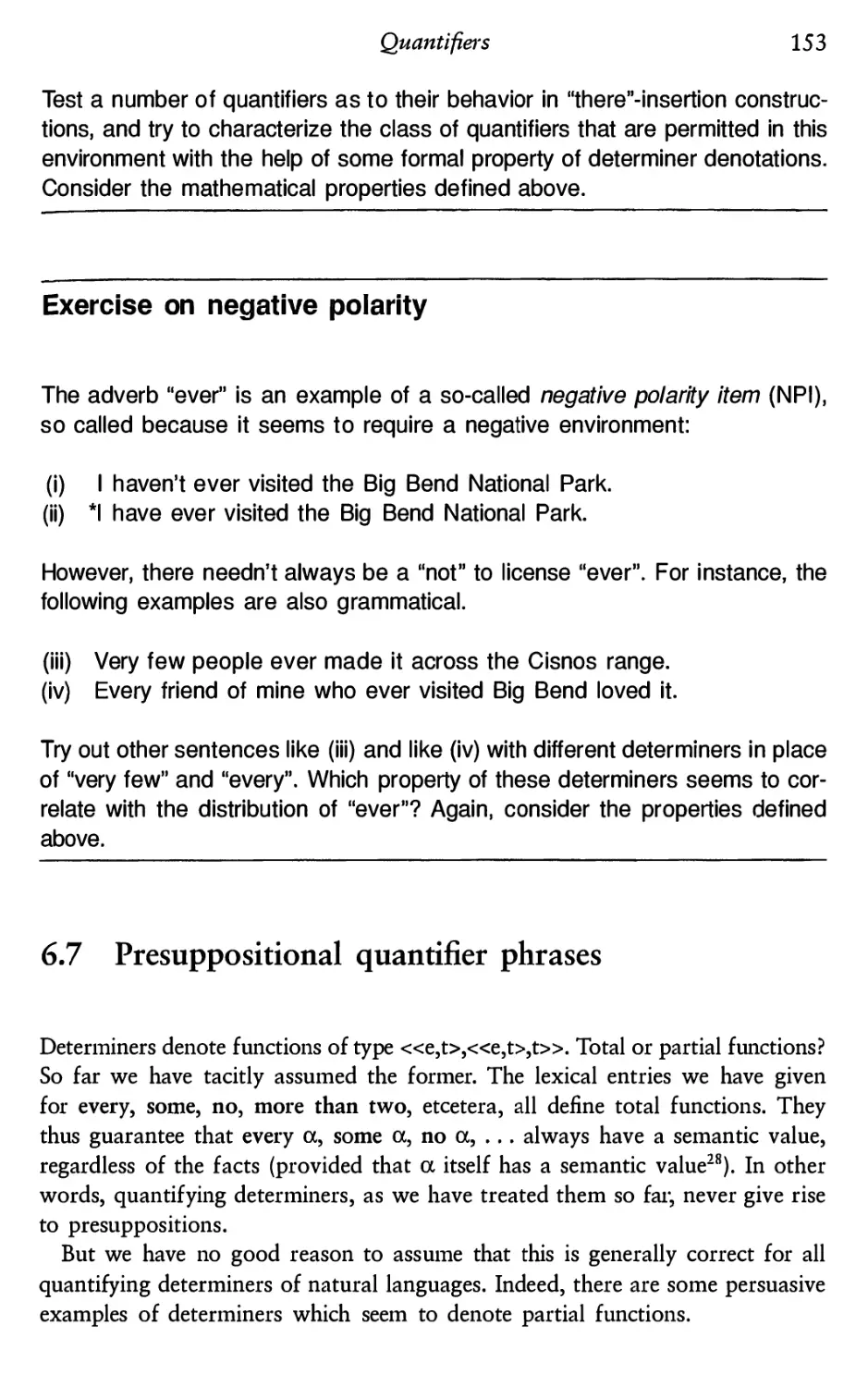 6.7 Presuppositional quantifier phrases