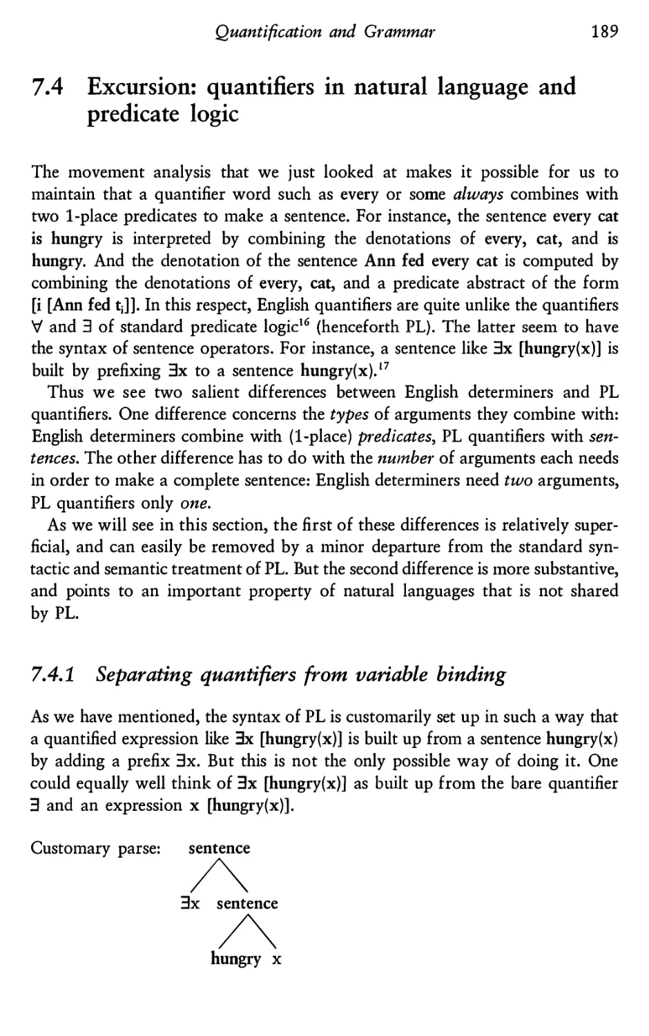7.4 Excursion: quantifiers in natural language and predicate logic