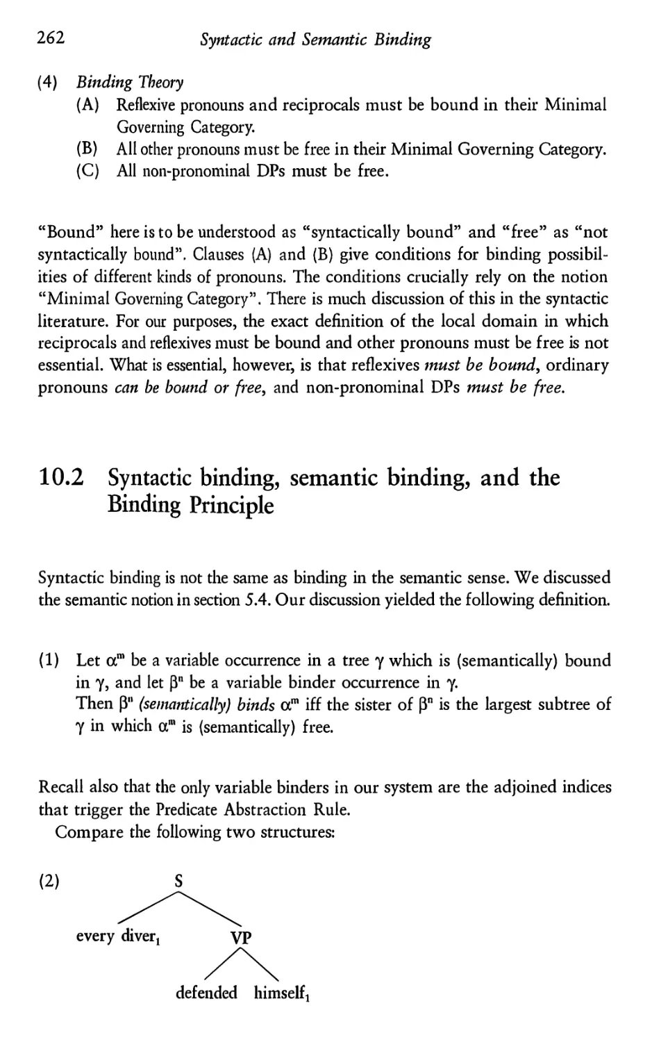 10.2 Syntactic binding, semantic binding, and the Binding Principle