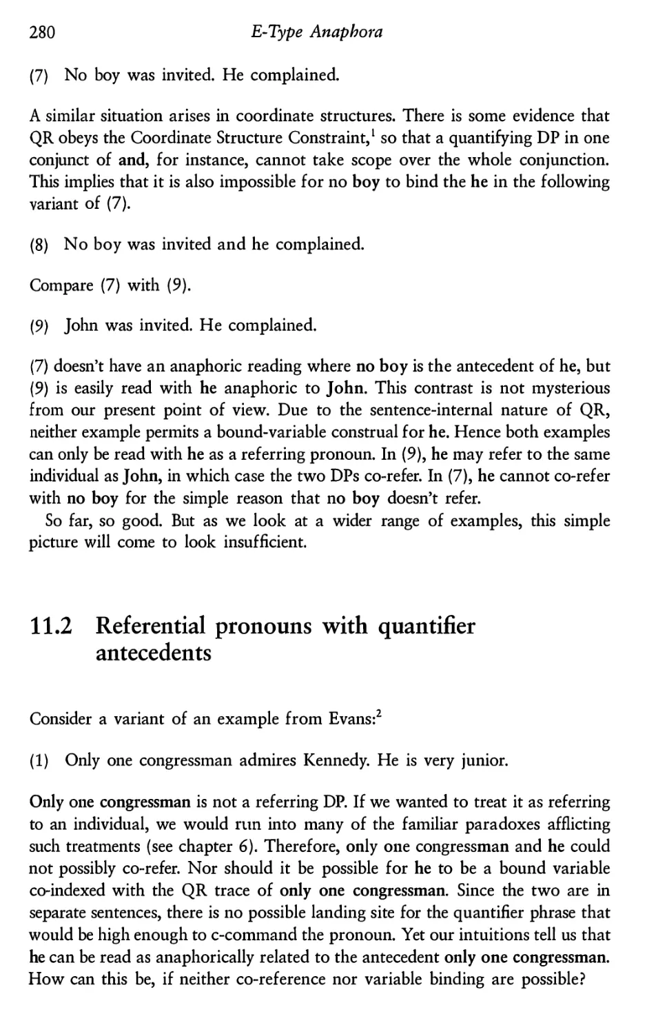 11.2 Referential pronouns with quantifier antecedents