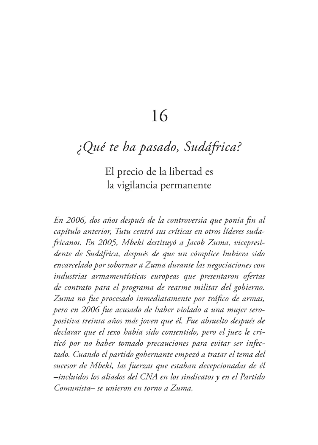 16 ¿Qué te ha pasado, Sudáfrica?