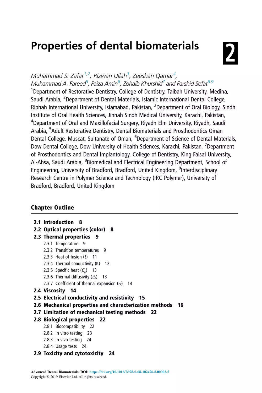 2 Properties of dental biomaterials
Chapter Outline