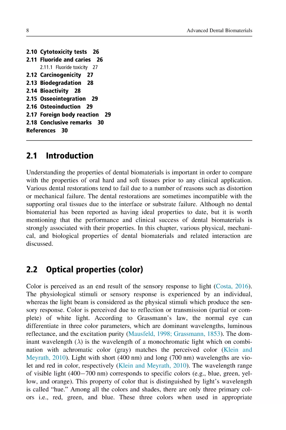 2.1 Introduction
2.2 Optical properties (color)