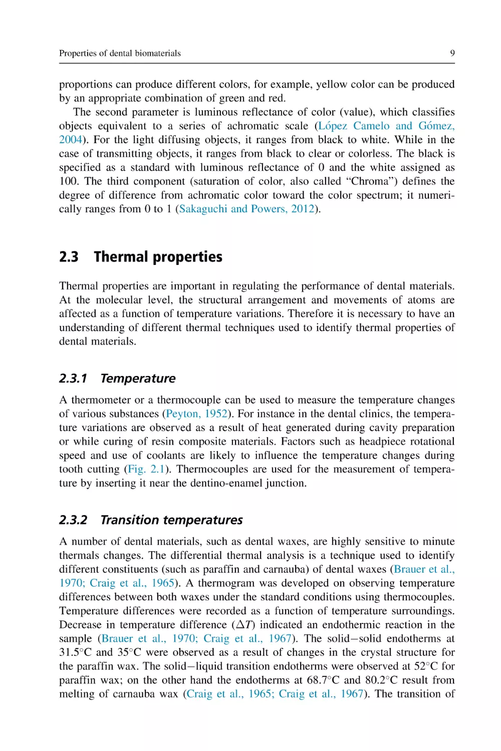 2.3 Thermal properties
2.3.1 Temperature
2.3.2 Transition temperatures