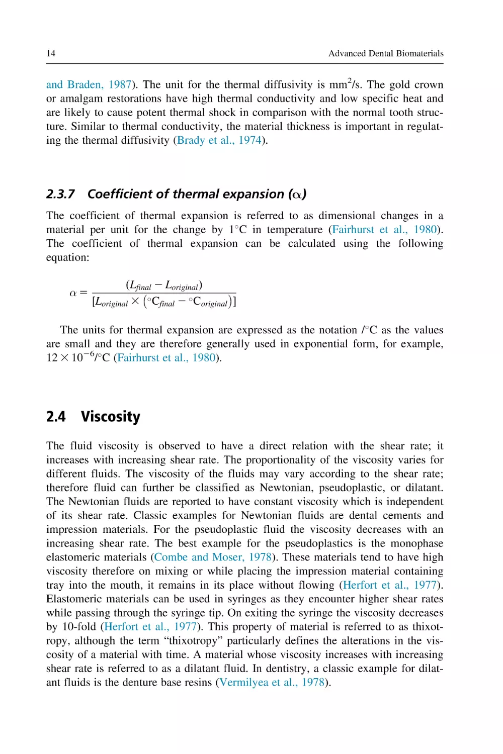 2.3.7 Coefficient of thermal expansion (α)
2.4 Viscosity