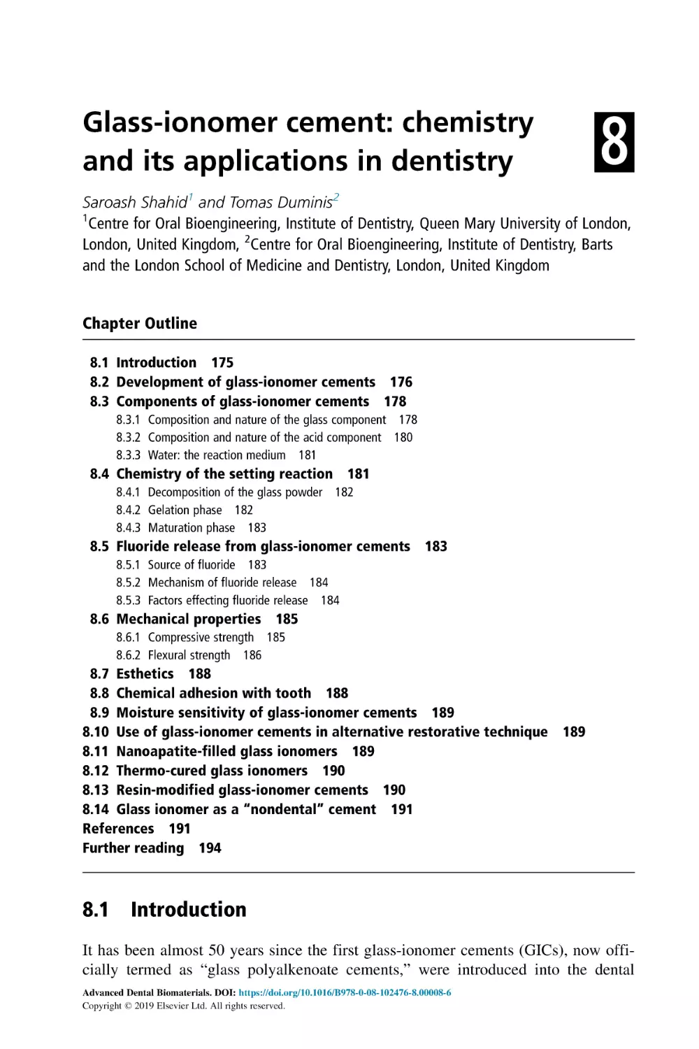 8 Glass-ionomer cement
Chapter Outline
8.1 Introduction