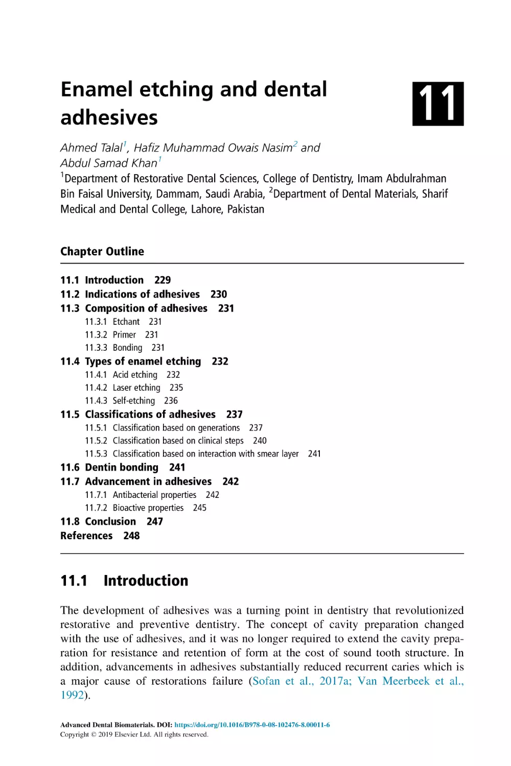 11 Enamel etching and dental adhesives
Chapter Outline
11.1 Introduction