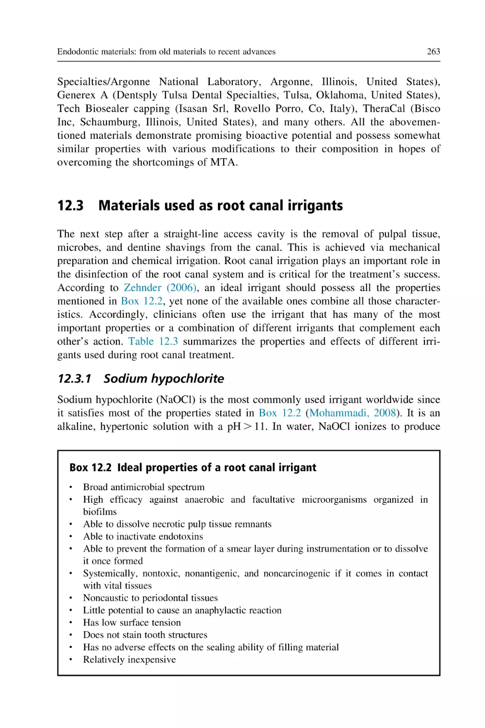 12.3 Materials used as root canal irrigants
12.3.1 Sodium hypochlorite